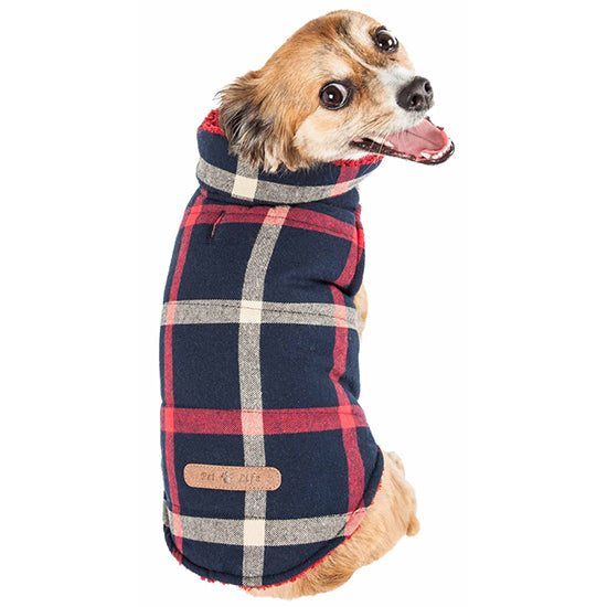 Plaid Insulated Dog Coat With Ultra Velcro