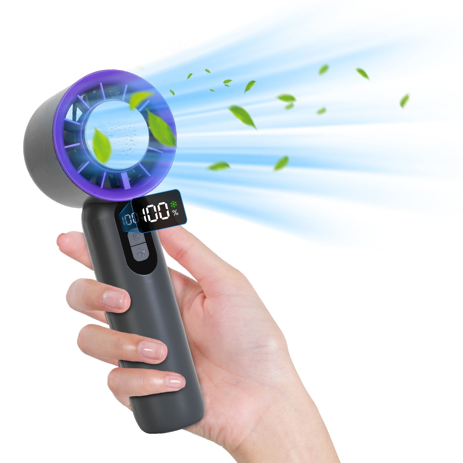 Handheld Fan Ice Cooler LCD Display