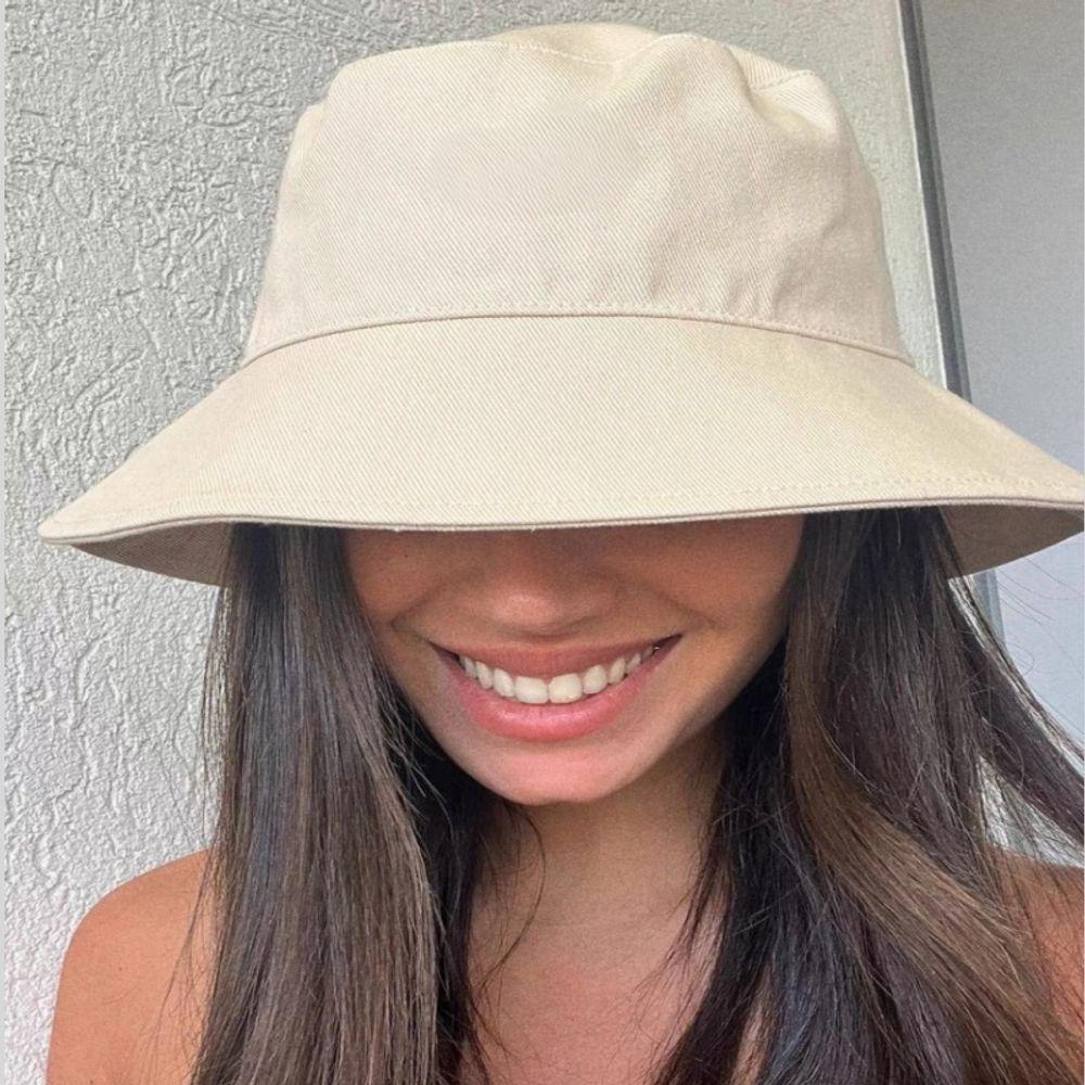 Unisex Summer Cotton Wide Brim Bucket Hat UV Protection
