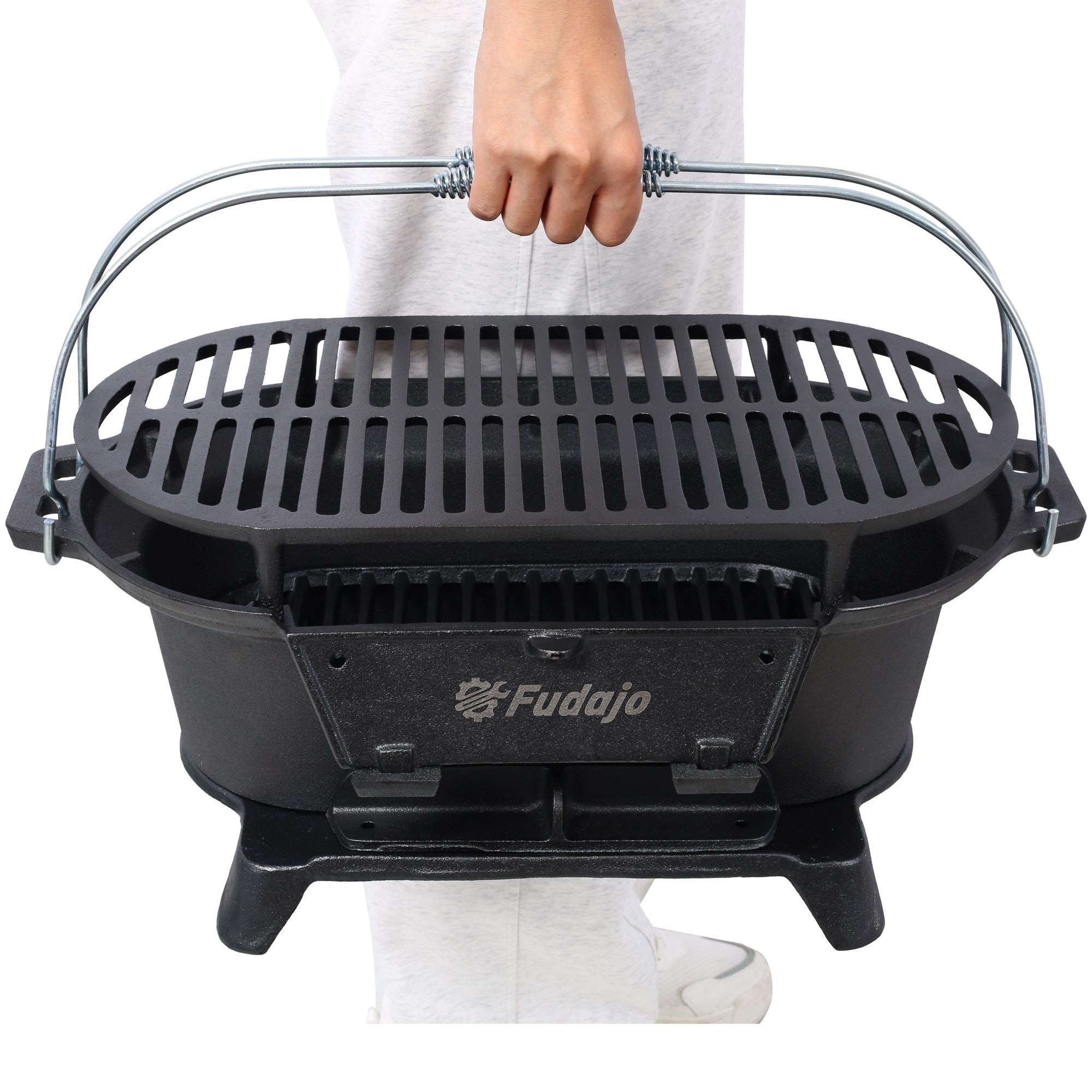 Cast Iron Grill Portable Built In Handles On The Go