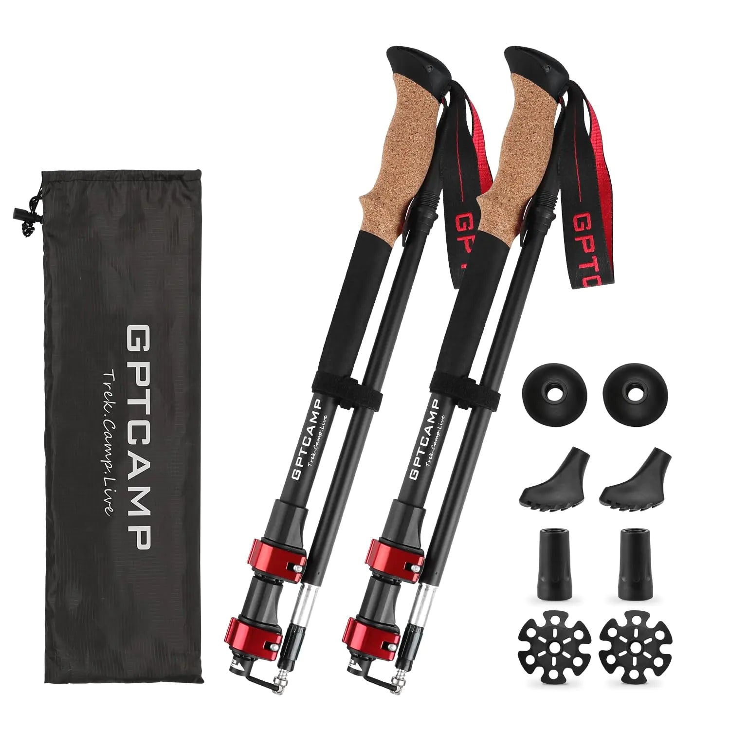 Collapsible Trekking Poles With EVA Grips