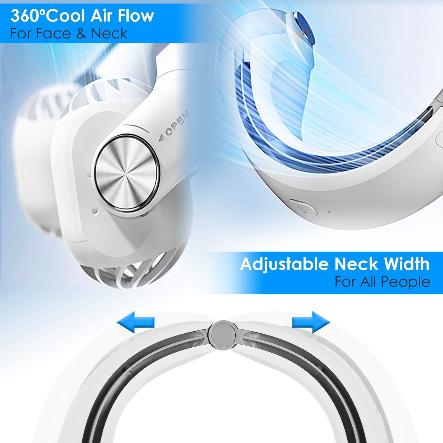 Portable Neck Fan 360 Degree Air Flow
