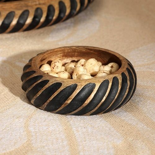 Handmade Wooden Bowl With Black Inlay