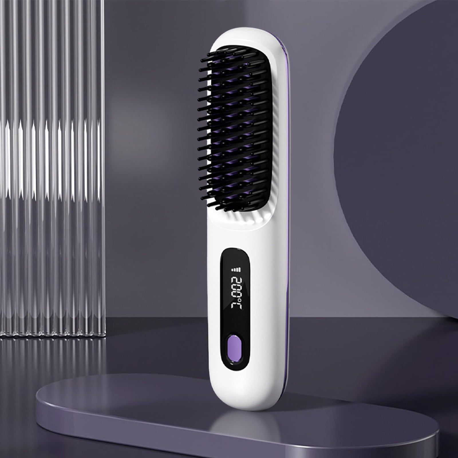 Cordless Hair Straightening Brush Led Frizz Shine