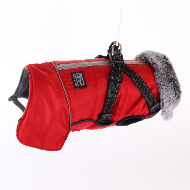 Pet Jacket With Removable Fur Collar
