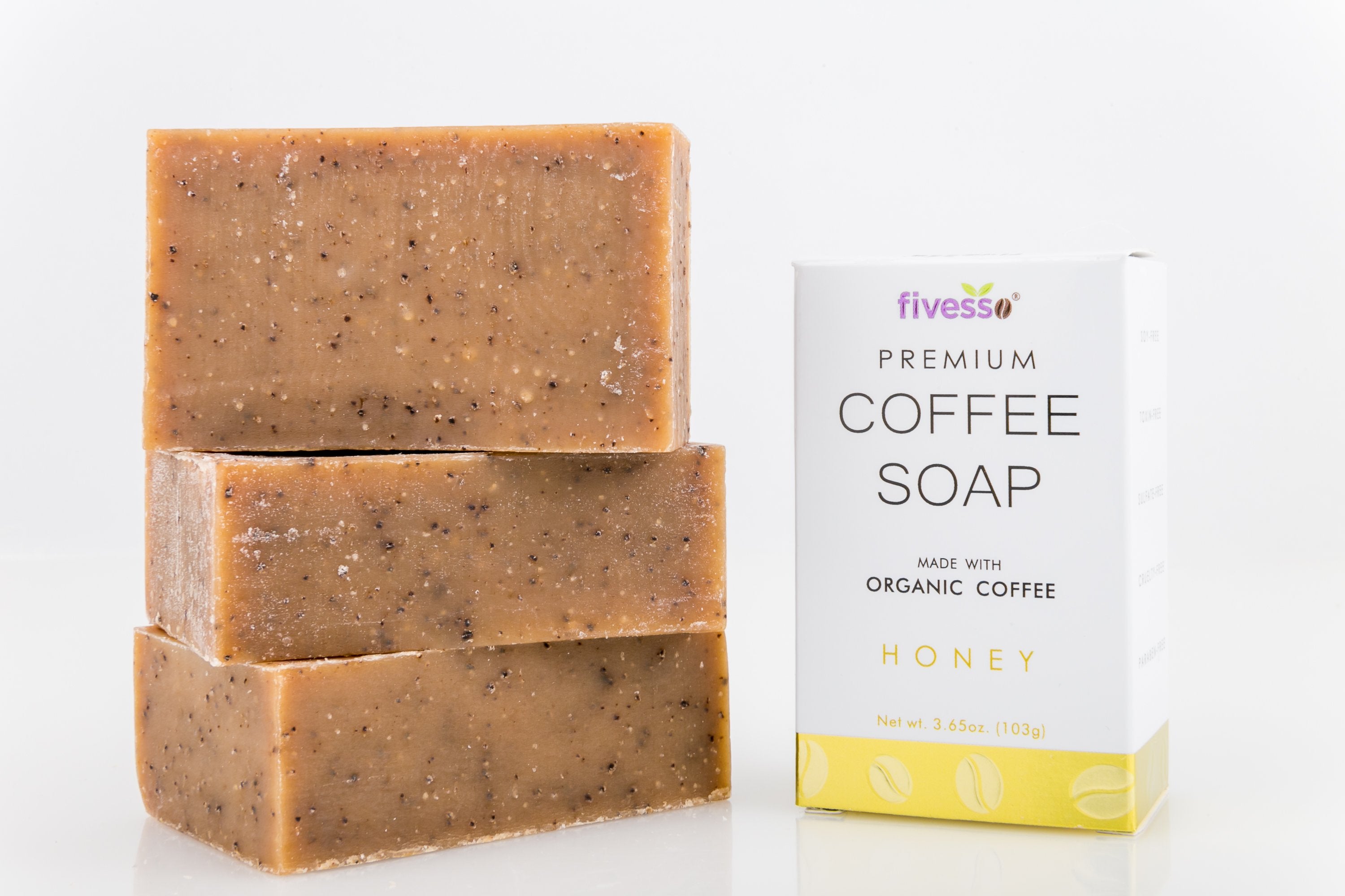 Honey Coffee Soap Bar Exfoliates 3 Pack