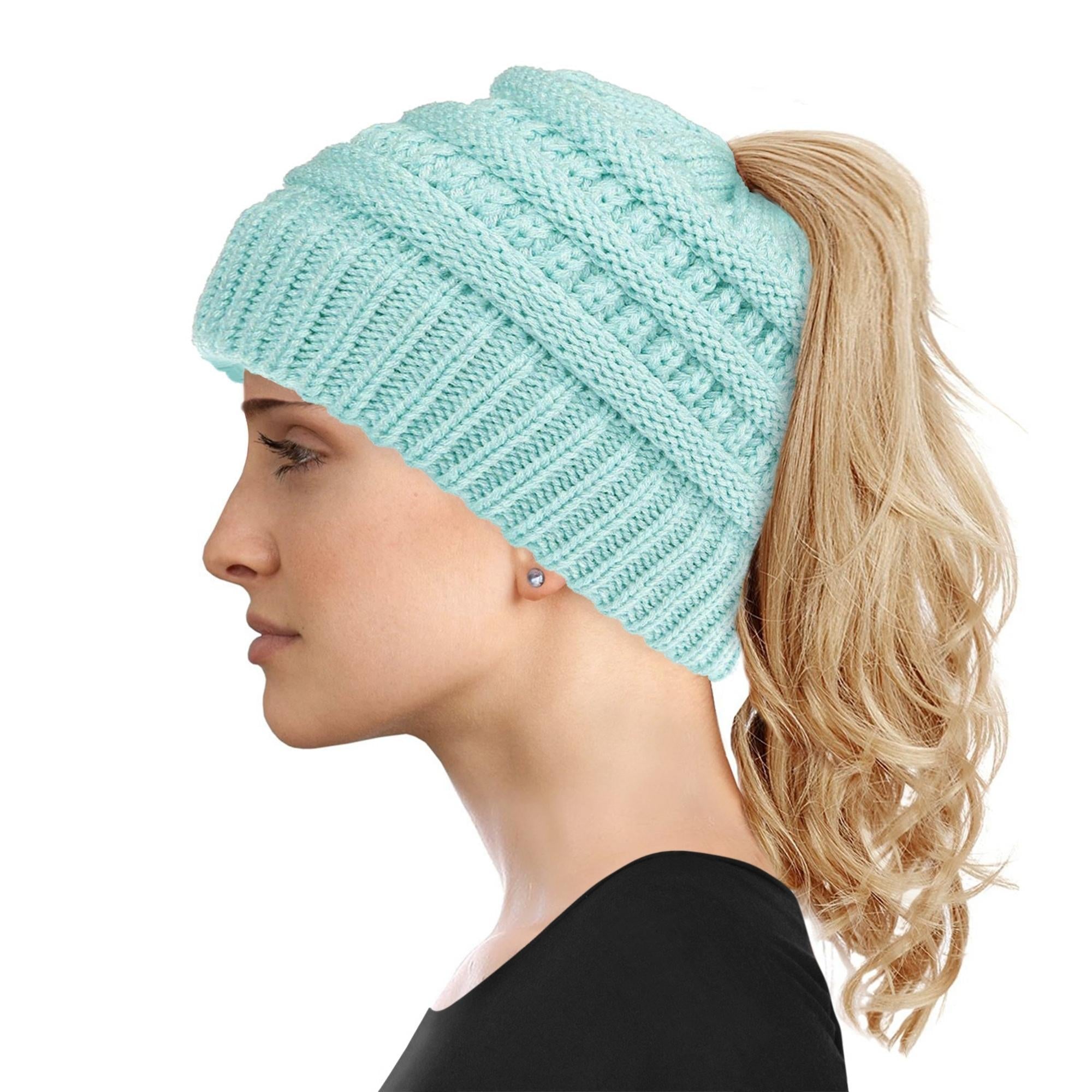 Women's Ponytail Beanie With Top Hole