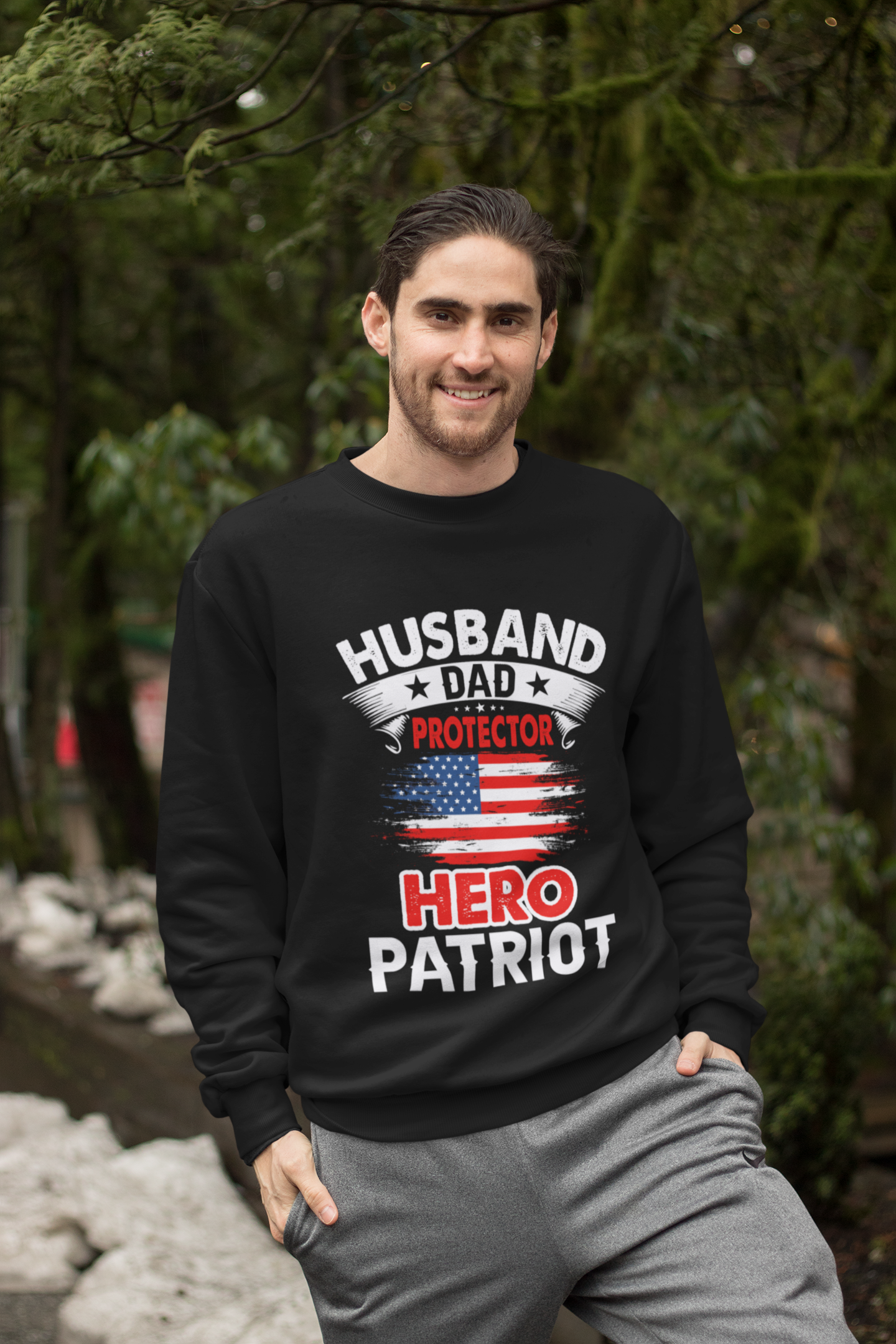 Proud Patriot Crewneck Sweatshirt With Loose Fit