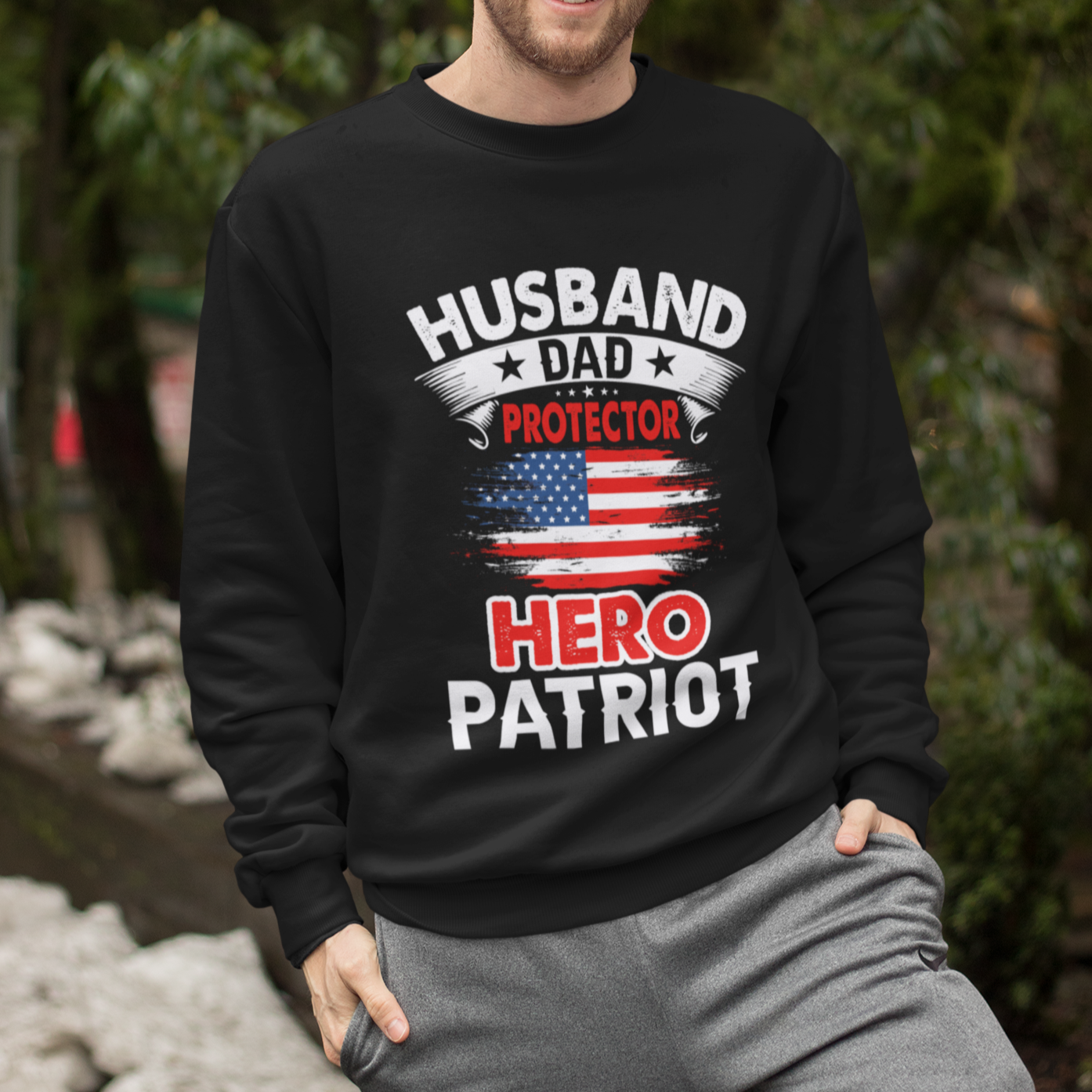 Proud Patriot Crewneck Sweatshirt With Loose Fit