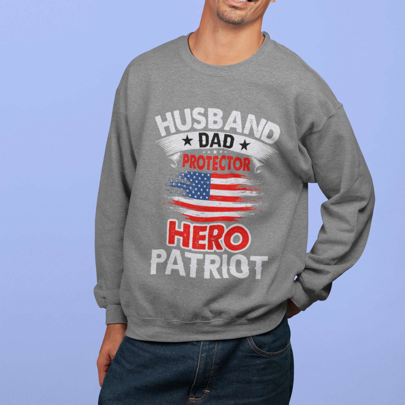 Proud Patriot Crewneck Sweatshirt With Loose Fit