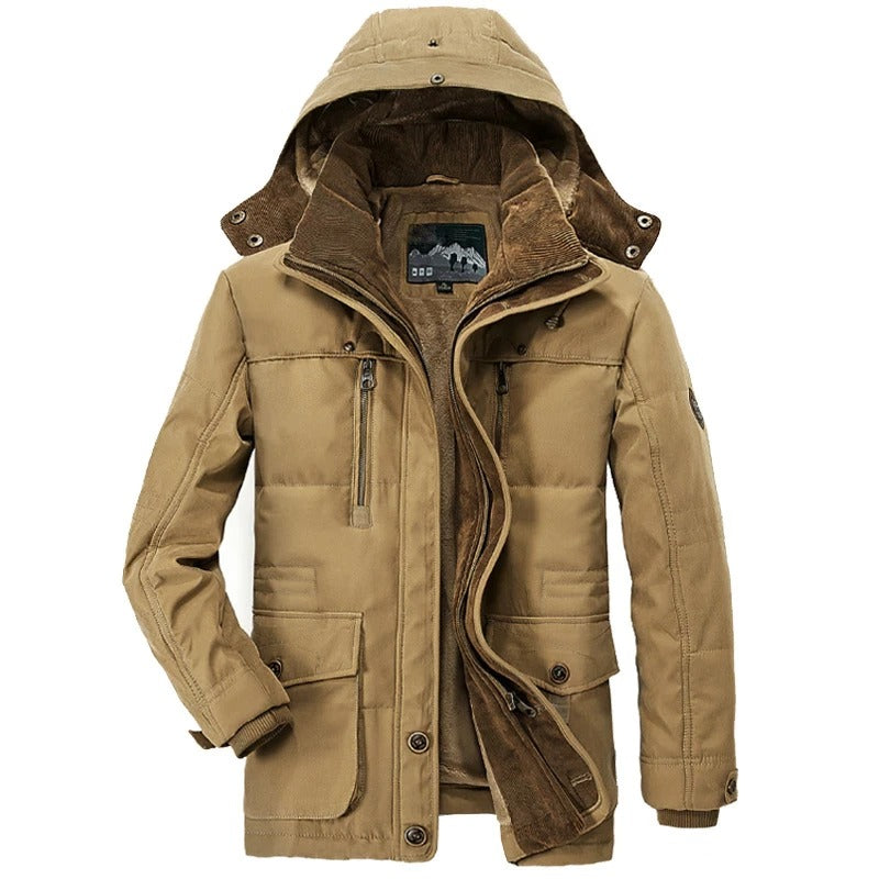 Mens Hooded Winter Parka Coat Inner Fleece