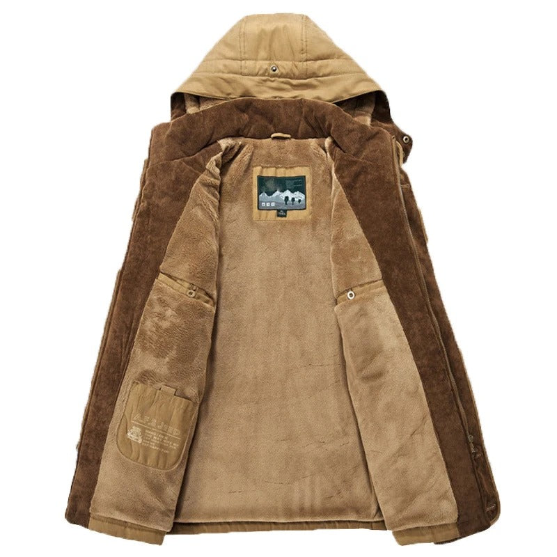 Mens Hooded Winter Parka Coat Inner Fleece