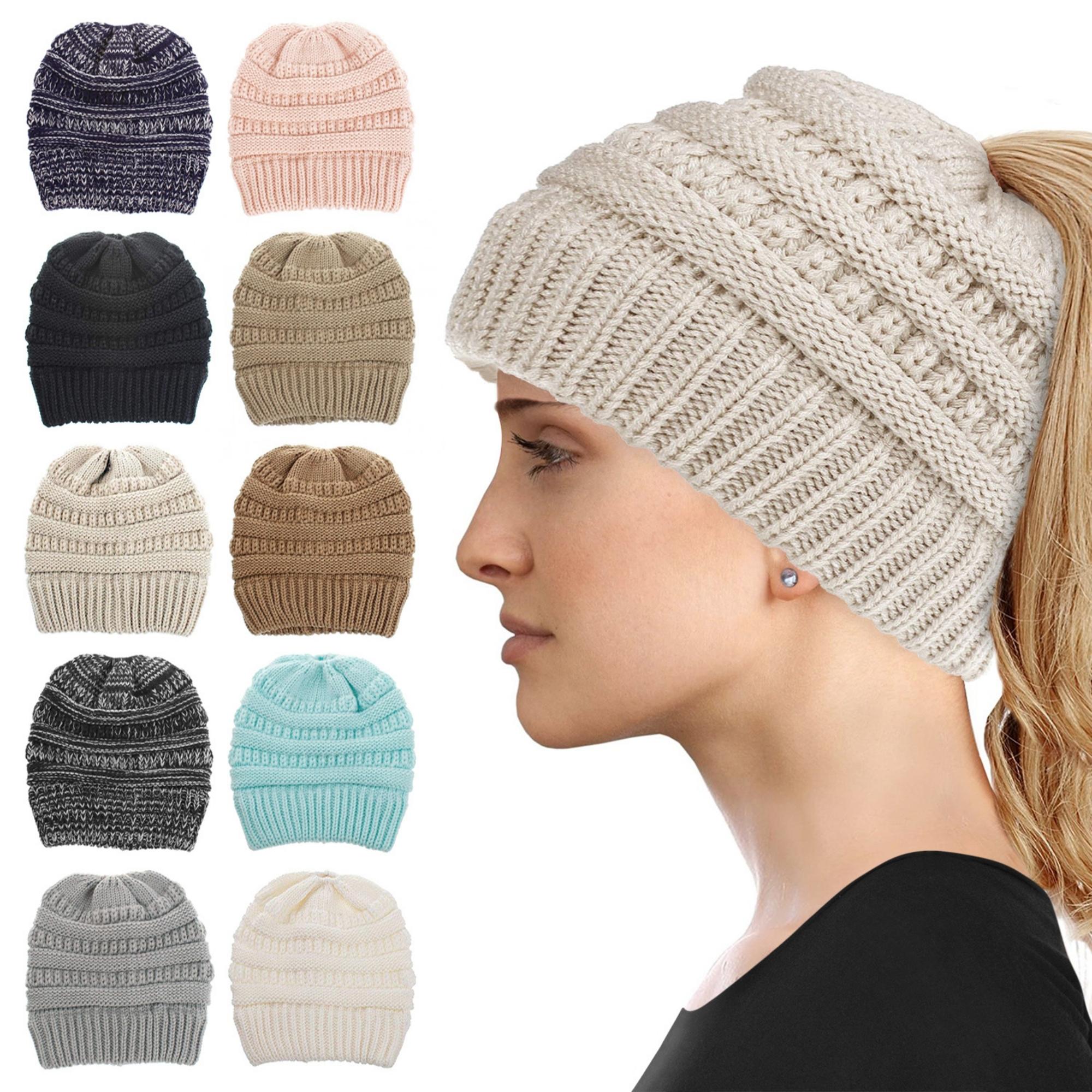 Women's Ponytail Beanie With Top Hole
