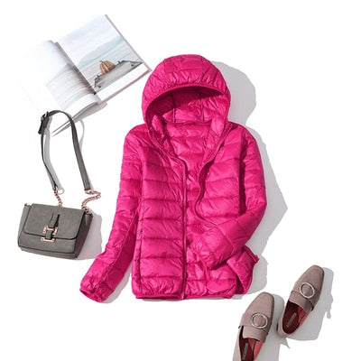Featherlight Hooded Nylon Jacket With Down Fill
