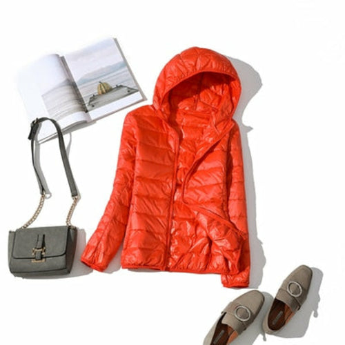 Featherlight Hooded Nylon Jacket With Down Fill
