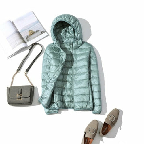 Featherlight Hooded Nylon Jacket With Down Fill