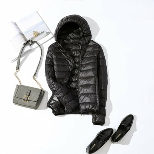 Featherlight Hooded Nylon Jacket With Down Fill