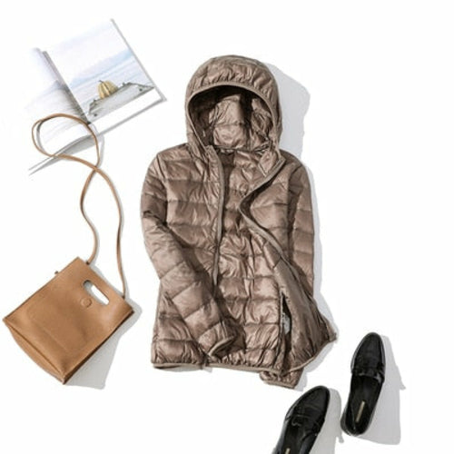 Featherlight Hooded Nylon Jacket With Down Fill