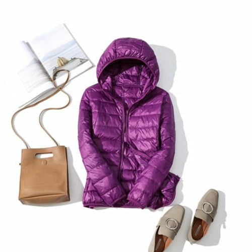Featherlight Hooded Nylon Jacket With Down Fill