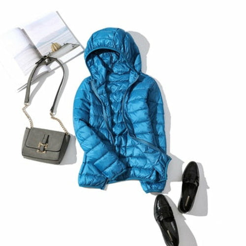 Featherlight Hooded Nylon Jacket With Down Fill