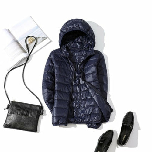 Featherlight Hooded Nylon Jacket With Down Fill