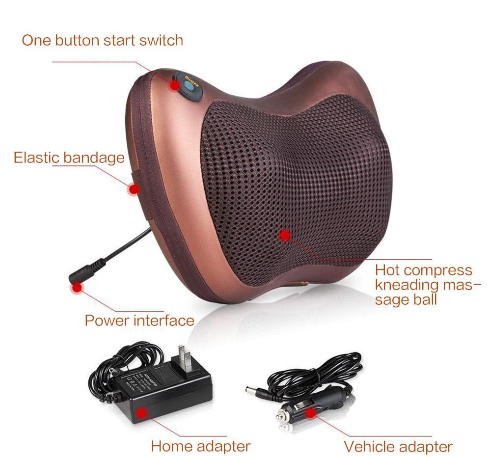 4-Head Massage Pillow With Infrared Heat