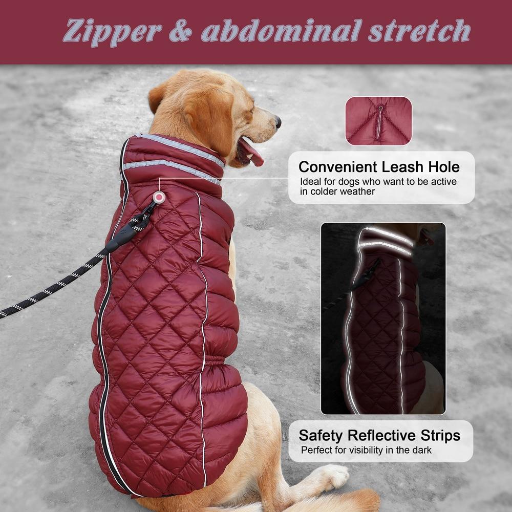 Quilted Waterproof Reflective Dog Coat For Larger Dogs