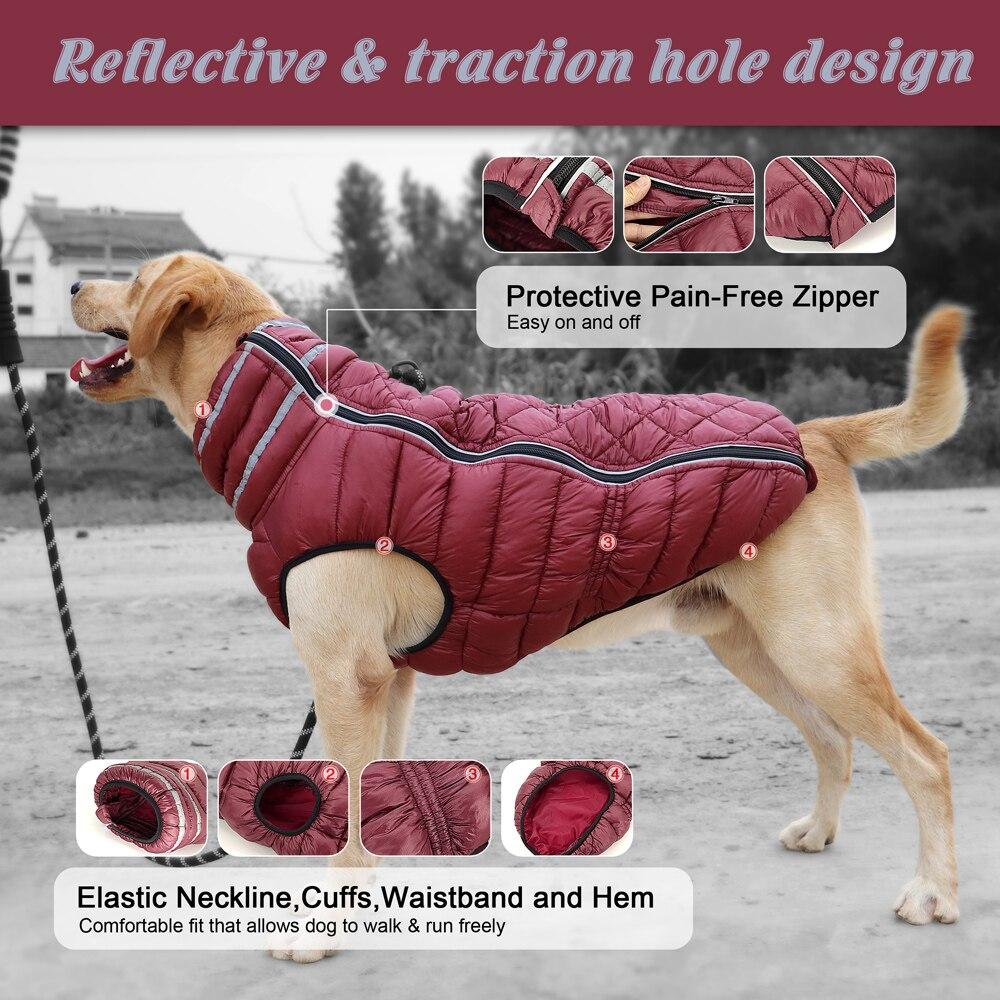 Quilted Waterproof Reflective Dog Coat For Larger Dogs