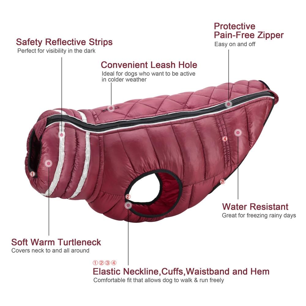 Quilted Waterproof Reflective Dog Coat For Larger Dogs