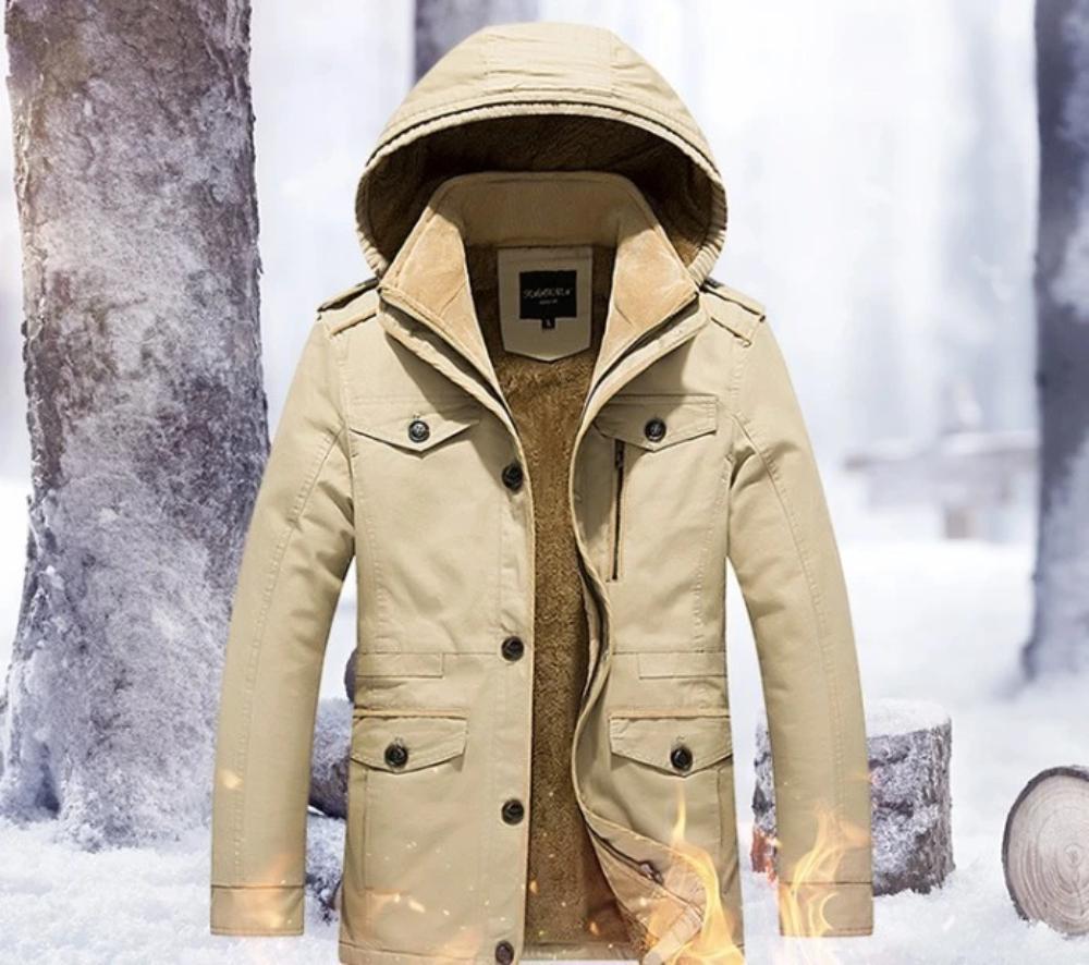Mens Hooded Military Coat With Inner Fur Lining