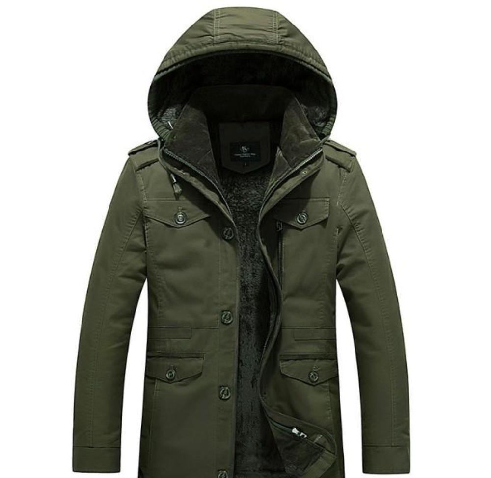 Mens Hooded Military Coat With Inner Fur Lining