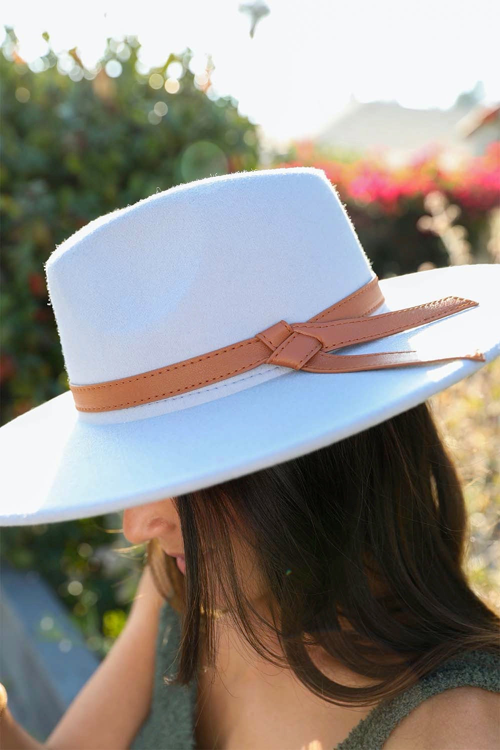 Glamorous Wide Brim Leather Ribbon Bolero Hat