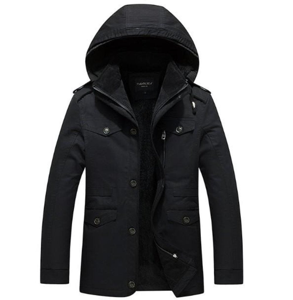 Mens Hooded Military Coat With Inner Fur Lining