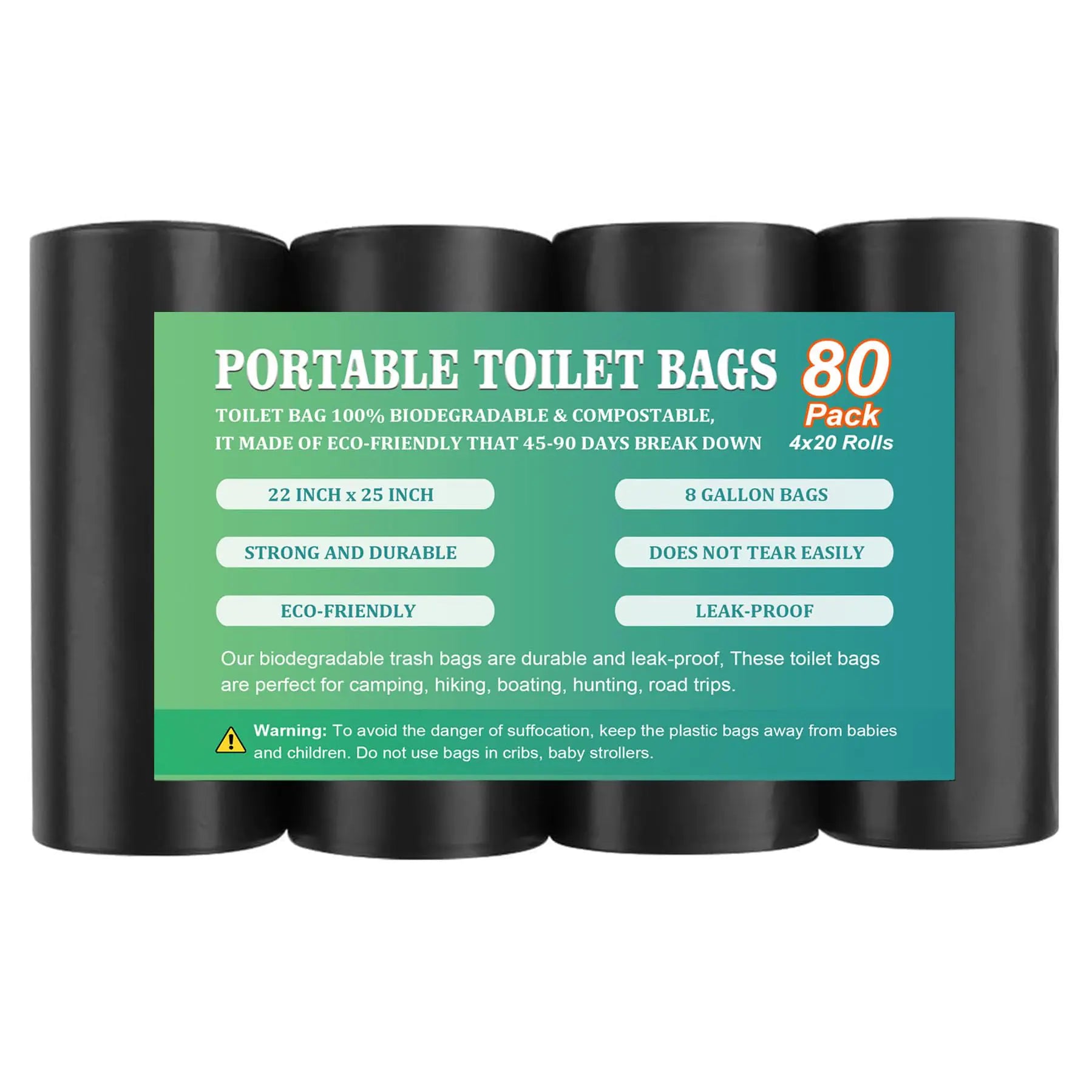 Camping Toilet Bags 8 Gallon 80 Count