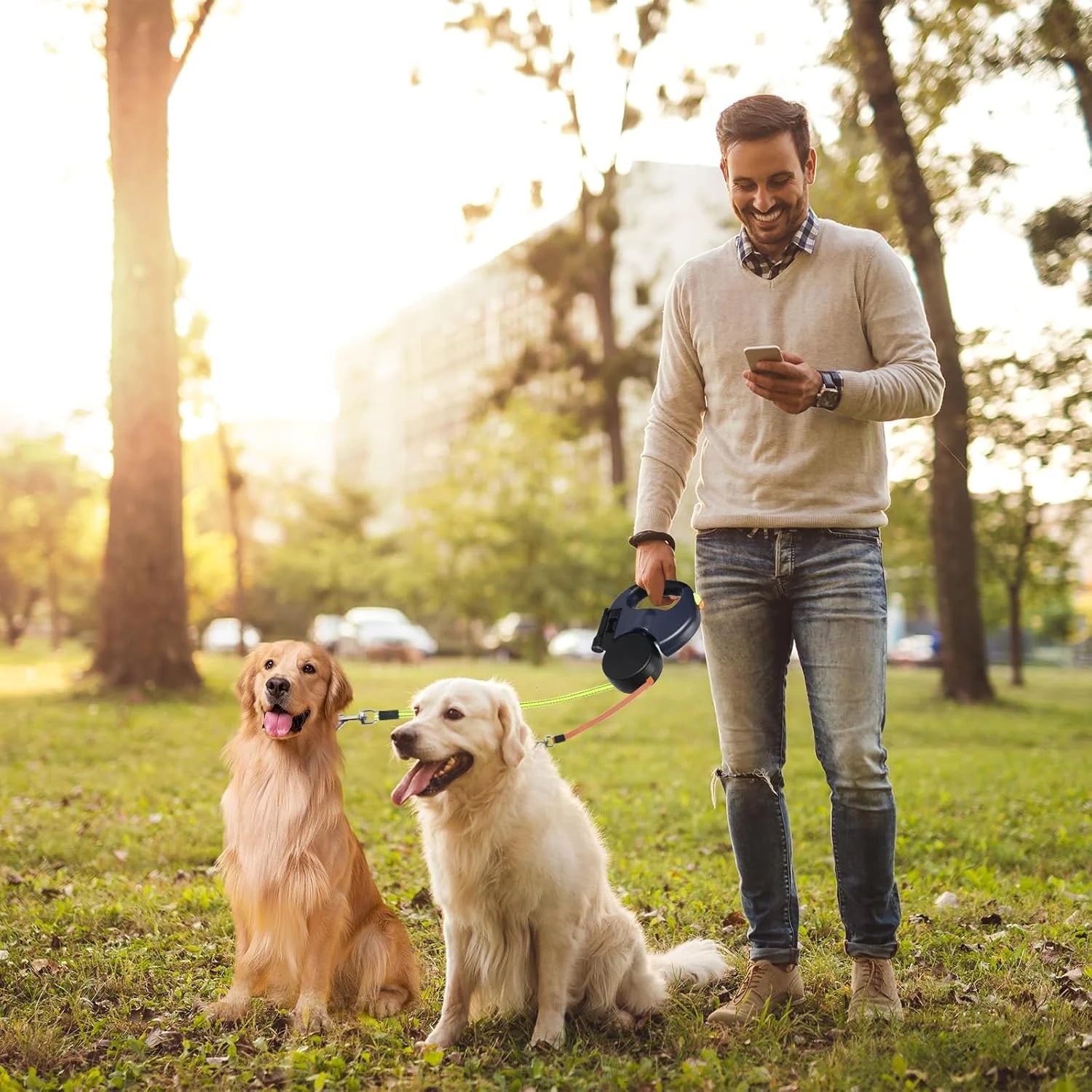 Reflective Dual Pet Leash With 360 Swivel